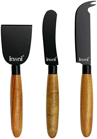 Best Pirce π Linwnil Cheese Knife Set With Gift Box For Charcuterie Accessories Stainless Steel Knives With Wood Handle Cheese Slicer Option 1 𧨠- Image 12