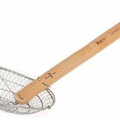 Best Pirce ⭐ Helen's Asian Kitchen Helen Chen’s Asian Kitchen Stainless Steel Spider Natural Bamboo Handle, 5-Inch Strainer Basket, Wood 👍