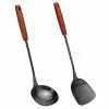 New 🔥 FJNATINH Spatula & Ladle Wok Tool Set, 14.2-15 Inches Wok Utensils, Stainless Steel Wok Spatula Black 🥰