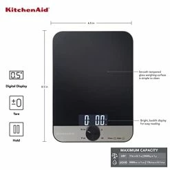 New 😍 KitchenAid KQ908 Glass Surface 11 Pound Capacity Digital Kitchen And Food Scale, Black 😉