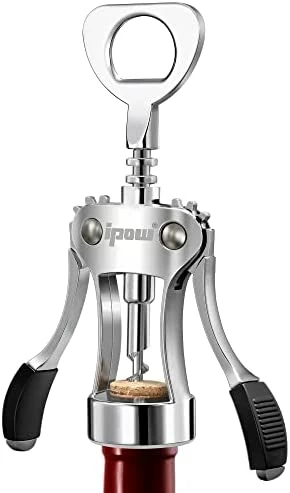 Cheap π IPOW Wine Opener, Zinc Alloy Wine Bottle Opener, Wing Corkscrew Heavy Duty, Manual Multifunctional Cork Screw For Waiter, Silver β¨ - Image 12