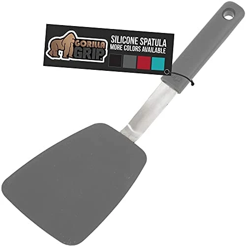 Top 10 β¨ Gorilla Grip Silicone Nonstick Spatula, Heat Resistant, Soft Touch Slip Resistant Rubber Handle, BPA Free Nonscratch Kitchen Cooking Flipper, Mixing Spoon, Stainless Steel Spatulas, 11.6 In, Black π - Image 6