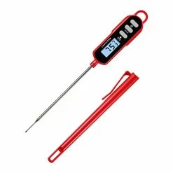 Discount 😍 Lonicera Instant Read Digital Meat Thermometer For Cooking Food, Bread Baking, Water And Liquid Temperature, Waterproof And Long Probe For 🍬 Candy, With Backlit LCD And Magnet (Red) 🥰