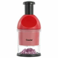 Brand new 🔥 Geedel Food Chopper, Easy To Clean Manual Hand Vegetable Chopper Dicer, Dishwasher Safe Slap Onion Chopper For Veggies Onions Garlic Nuts Salads Blu 🔔