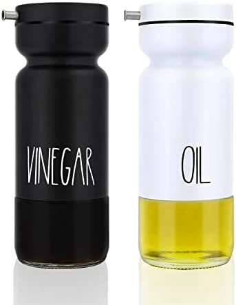Cheap π Aelga Olive Oil And Vinegar Dispenser Bottle Set 2 Pack Elegant Stainless Steel Oil Dispenser Set- Oil Dispenser Bottle For Kitchen With Drip Free White+black π - Image 7