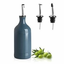 Best Sale 💯 SWEEJAR Ceramic Olive Oil Dispenser Bottle, Opaque Oil Cruet Protects Oil To Reduce Oxidation, Suitable For Storage Of Oil, Vinegar, Coffee Syrups & Other Liquids, Pack Of 1, 15.5 Fl Oz (Fog Blue) 🤩