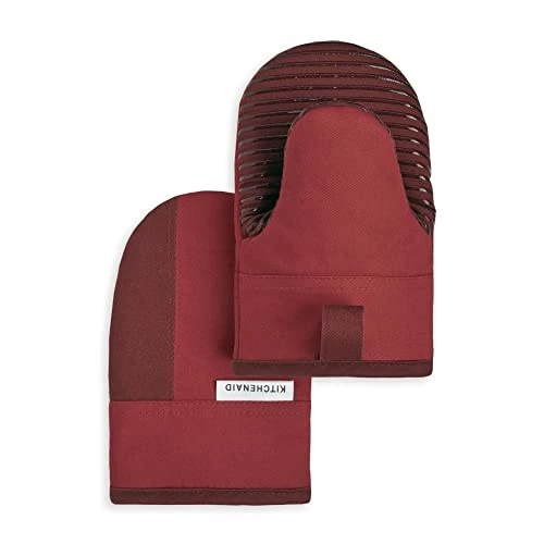 Deals π KitchenAid Beacon Two-Tone Mini Oven Mitt 2-Pack Set, Passion Red/Bordeaux, 5.5"x8" π