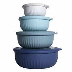 New 🧨 COOK WITH COLOR Prep Bowls - 8 Piece Nesting Plastic Meal Prep Bowl Set With Lids - Small Bowls Food Containers In Multiple Sizes (Blue Ombre) ✔️