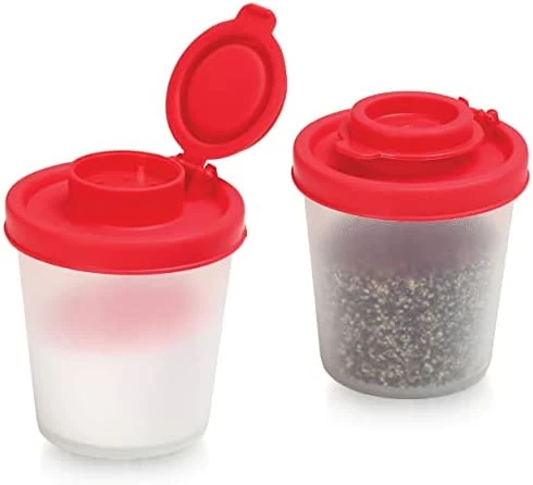 Cheapest π SIGNORA WARE Salt And Pepper Shakers Moisture Proof Set Of 2 Large Salt Shaker To Go Camping Picnic Outdoors Kitchen Lunch Boxes Travel Spice Set Clear With Red Covers Lids Plastic Airtight Spice Jar Dispenser 𧨠- Image 9