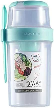 Budget π Keep Fit Salad Meal Shaker Cup,Salad Container For Lunch, Portable Fruit And Vegetable Salad Cups Container With Fork & Salad π Dressing Holder Blue Size-S π - Image 10