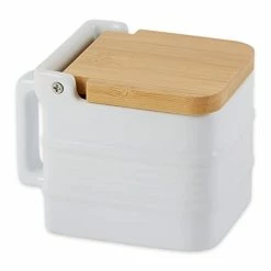 Budget ✨ RSVP International White Stoneware Kitchen Collection, Salt Box, 4.5x3.25x3.5" 🤩