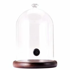 Hot Sale 🔔 TMKEFFC Smoking Cloche For Food Drinks With Wood Base, Cocktails Smoke Infuser Accessory, Glass Dome For Smoker Gun 🛒