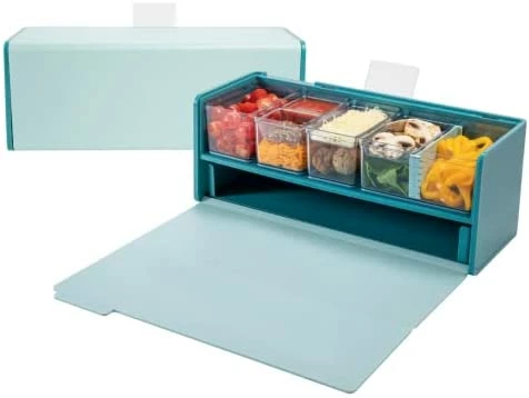 Discount π Prepdeck Mini Recipe Prep & Storage Station - New Compact Design, 8 Containers In 4 Sizes + Measurement Markings + Super-Seal Lids, Deluxe Cutting Board, Bonus Tablet Stand Included - 5 Vibrant Colors Oasis Blu β¨ - Image 6
