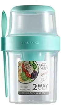 Budget π Keep Fit Salad Meal Shaker Cup,Salad Container For Lunch, Portable Fruit And Vegetable Salad Cups Container With Fork & Salad π Dressing Holder Blue Size-S π - Image 6