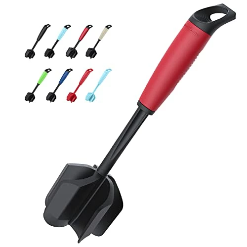 Promo π― Ourokhome Premium Hamburger Meat Chopper, 5 Curved Blades Ground Beef Masher Smasher For Ground Turkey, Avocado, Potato, Beans, Boiled Egg, Heat Resistant And Non Stick Kitchen Hacks, Black And Red β€οΈ