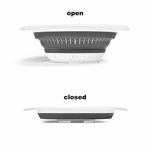 New βοΈ KZKJ Collapsible Colander, BPA Free Silicone Food Strainer With Plastic Handles, Vegetable And Fruit Can Foldable Colander Strainer Dishwasher Safe 3 Quart Blue π― - Image 2