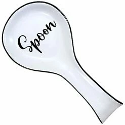 Buy 🔔 Home Acre Designs Spoon Rest For Kitchen Counter & Stove Top - White Ceramic Spoon Holder For Cooking & Counter Protection - Essential Kitchen Gadgets - White Farmhou ⭐