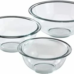 Deals 🛒 Pyrex Smart Essentials 3-Piece Prepware Mixing Bowl Set, 1-Qt, 1.5-Qt ,and 2.5-Qt Glass Mixing Bowls, Dishwasher, Microwave And Freezer Saf 🌟