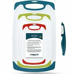 Outlet 🔥 ROTTOGOON Cutting Boards For Kitchen, Plastic Chopping Board Set Of 4 With Non-Slip Feet And Deep Drip Juice Groove, Easy Grip Handle, BPA Free, Non-porous, Dishwasher Safe ⭐
