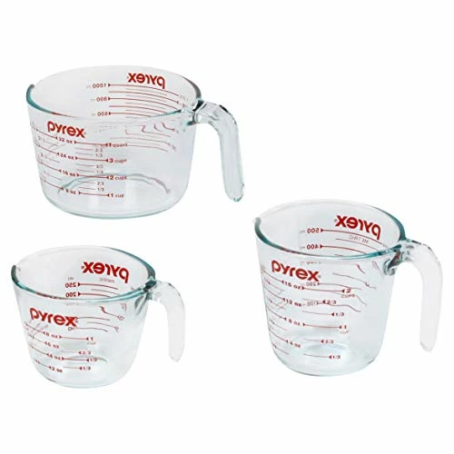 Best Sale π Pyrex 3 Piece Glass Measuring Cup Set, Includes 1-Cup, 2-Cup, And 4-Cup Tempered Glass Liquid Measuring Cups, Dishwasher, Freezer, Microwave, And Preheated Oven Safe, Essential Kitchen Tools π€©