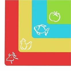 Budget 🎉 Cooler Kitchen Extra Thick Flexible Plastic Cutting Board Mats With Food Icons & "EZ-Grip" Waffle Back, (Set Of 4) - Chopping Board Set - Textured Waffle Grip Bottom Prevents Slipping On Most Counter Tops Pas 👏