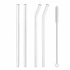 Budget 🛒 Hiware Reusable Glass Straws Set, 4-piece Drinking Staws With Cleaning Brush, 10" X 10 Mm, Dishwasher Safe 💯