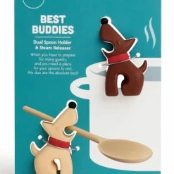 Flash Sale 🌟 OTOTO Best Buddies 🐕 Dog Kitchen Spoon Holder, 2 Pack - Cooking Spoon Rest For Kitchen Counter - Spatula, Ladle Holder, Kitchen Utensil Holder - Heat Resistant & Dishwasher Safe Utensil Rest 2 Pack (brown And Beige) 💯