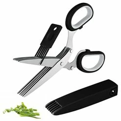 Cheap 🔔 Joyoldelf Gourmet Herb Scissors Set - Master Culinary Multipurpose Cutting Shears With Stainless Steel 5 Blades, Herb Stripper, Safety Cover And Cleaning Comb For Cutting Cilantro Onion Salad Black ⌛