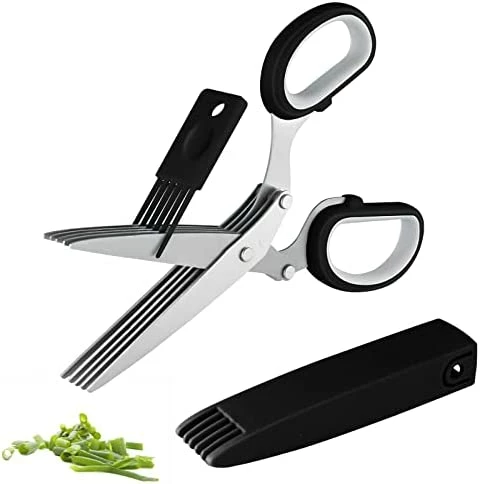 Cheap π Joyoldelf Gourmet Herb Scissors Set - Master Culinary Multipurpose Cutting Shears With Stainless Steel 5 Blades, Herb Stripper, Safety Cover And Cleaning Comb For Cutting Cilantro Onion Salad Black β - Image 6
