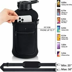 Promo ⌛ Fimibuke Half Gallon Water Bottle With Sleeve BPA Free 64 OZ Water Bottle With Straw & Time Marker To Drink Leakproof Motivational 👩 Women Men Water Jug With Reusable Insulated Neoprene Holder Pouch Carrier Bag A1.floral Bloo 👏