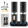 Best Sale 😉 Duyiho Rechargeable Electric Salt And Pepper Grinder Set With Double Charging Base, Support Battery Operated, Refillable Spice Automatic Mill Shakers Set With Adjustable Coarseness & LED Light 😍