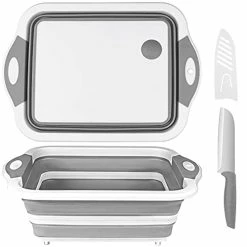 Wholesale 🎁 QiMH Collapsible Cutting Board - Foldable Multi-function Dish Tub - Washing And Draining Veggies Fruits Food Grade Sink Storage Basket(8.5 Quart) - New Kitchen And Camping Essentials(Knife Included) Green 😍