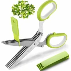 Cheapest 🛒 SASACIA 2022 Updated Herb Scissors Set - Herb Scissors With 5 Blades And Cover, Cool Kitchen Gadgets For Cutting Shredded Lettuce, Cilantro Fresh, Green Onion Fresh And Etc. Also Can Used For Cutting Paper ✨