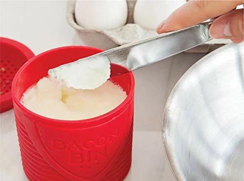 Discount π€© Talisman Designs Bacon Bin Grease Strainer & Collector | Red | Family Friendly Kitchen Tools | Fun & Functional Silicone Grease Container | Holds Up To 1 Cup π€© - Image 3