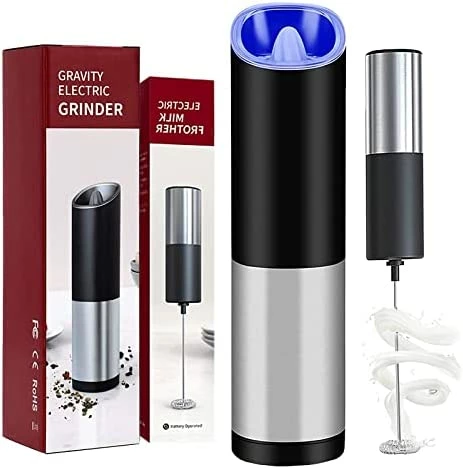 New π AVNICUD Electric Salt And Pepper Grinder, Automatic Pepper Mill, Gravity Salt Grinder, Battery-Operated With Adjustable Coarseness, LED Light, One Hand Operated (Silver 2Pack) Upgraded π - Image 11