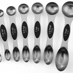New 😀 Spring Chef Magnetic Measuring Spoons Set, Dual Sided, Stainless Steel, Fits In Spice Jars, Black, Set Of 8 😉