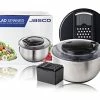 Promo 👍 Jasco Salad Spinner - Large, Stainless Steel - 6pc Mandoline Slicer For Kitchen - Salad Bowl With Lid & Pulley - Whisk Water Away For Crispy Greens & Clingy 👗 Dressing - Cut, Shred Slice Fruits Veggies Cheese 😉