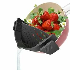 Brand new ⌛ YEVIOR Clip On Strainer For Pots Pan Pasta Strainer, Silicone Food Strainer Hands-Free Pan Strainer, Clip-on Kitchen Food Strainer For Spaghetti, Pasta, Ground Beef Fits All Bowls And Pots - Black 💯