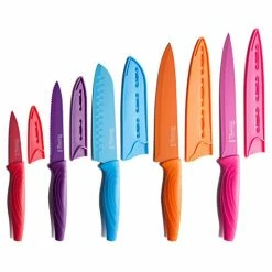 Best Pirce 🌟 MICHELANGELO Knife Set, Sharp 10-Piece Kitchen Knife Set With Covers, Multicolor Knives, Stainless Steel Knives Set For Kitchen, 5 Rainbow Knives & 5 Sheath Covers Pure Colors 12pcs 🎉