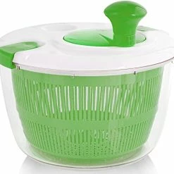 Best Pirce 🥰 Zulay Kitchen Salad Spinner Large 5L Capacity - Manual Lettuce Spinner With Secure Lid Lock & Rotary Handle - Easy To Use Salad Spinners With Bowl, Colander & Built-in Draining System (Green) 🧨