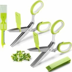 Discount 🔔 SASACIA 2 Packs Herb Scissors Set - Herb Scissors With 5 Blades And Cover, Herb Shears With 3 Blades, Shred Silk Knife, Cool Kitchen Gadgets For Cutting Fresh Garden Herbs. Also Used For Cutting Paper 🎁