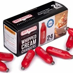 Cheapest ❤️ Chef-Master Whipped Cream Chargers, Nitrous Oxide Whipped Cream Cartridge PACK OF 24, Whip Cream Dispensers Chargers, Made In Europe 🥰