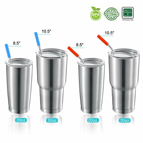 Cheap π StrawExpert Set Of 16 Reusable Stainless Steel Straws With Travel Case Cleaning Brush Silicone Tips Eco Friendly Extra Long Metal Straws Drinking For 20 24 30 Oz Tumbler Rainbo π - Image 5