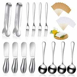 Best deal ⭐ Patelai 14 Pieces Charcuterie Board Accessories Cheese Spreader Knives Set Stainless Steel Charcuterie Utensils Spreader Knives Mini Serving Tongs Spoons And Forks For Cheese And Pastry Making(Silver) 👍