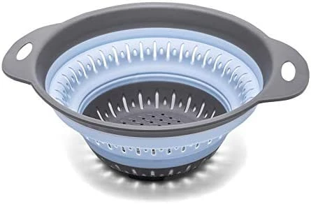 New βοΈ KZKJ Collapsible Colander, BPA Free Silicone Food Strainer With Plastic Handles, Vegetable And Fruit Can Foldable Colander Strainer Dishwasher Safe 3 Quart Blue π― - Image 11