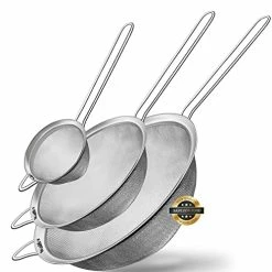 Best reviews of 🔥 Walfos Fine Mesh Strainers Set, Premium Stainless Steel Colanders And Sifters, With Reinforced Frame And Sturdy Handle, Perfect For Sift, Strain, Drain And Rinse Vegetables, Pastas And Tea - 3 Sizes 3pcs (2.8", 4.7", 7") Strainer 🎁