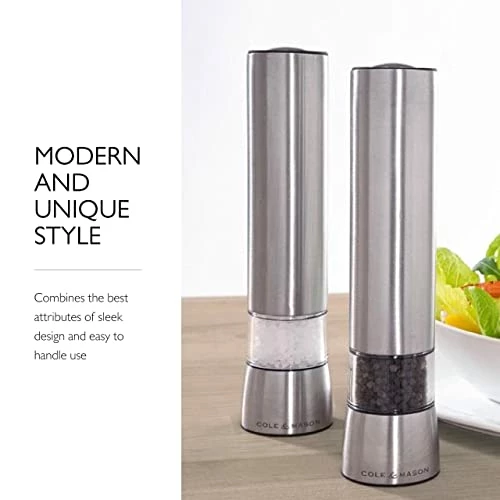 Deals π€© COLE & MASON Hampstead Electric Pepper Grinder With LED Light - Electronic Battery Operated Peppercorn Mill, Stainless St π - Image 5
