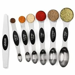 Discount ⌛ BIDFUL Magnetic Measuring Spoons Set Stainless Steel With Leveler, Stackable Metal Tablespoon Measure Spoon For Baking, Measuring Cups And Spoon Set Kitchen Gadgets Apartment Essentials Fits In Spice Jars 🎉
