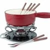 Best Sale 😍 Swissmar Lugano 2-Quart Cast Iron Cheese Fondue Set, 9-Piece, Cherry Red ⭐