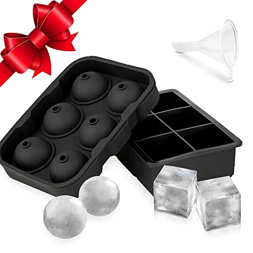 Buy π ZALIK Ice Cube Trays Silicone (Set Of 2) Whiskey Ice Ball Mold, Ice Ball Maker Mold, Round Ice Cube Mold, Sphere Ice Cube Mold, Square Large Ice Cube Tray For Cocktails & Bourbon - Easy Release BPA Free π